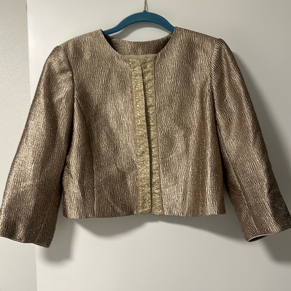 Adrianna Papell Elegant Gold & beaded center Women's Jacket